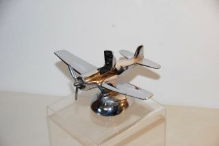 Vintage Grumman F6f Hellcat Chrome Plated Airplane Table Top Lighter Made In Usa