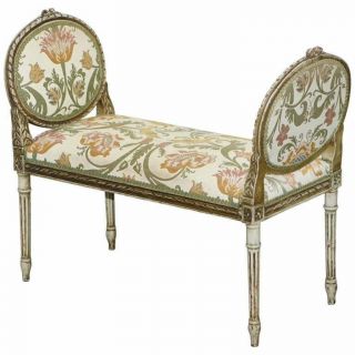 Lovely French Louis Xvi Style Renaissance Revival Hand Painted Window Seat Bench