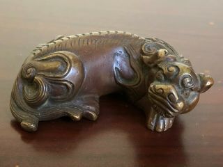 Antique Chinese Ming Dynasty Copper Bronze Beast Paper Weight
