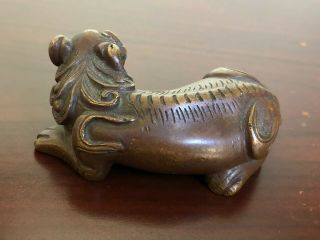 Antique Chinese Ming Dynasty Copper Bronze Beast Paper Weight 2