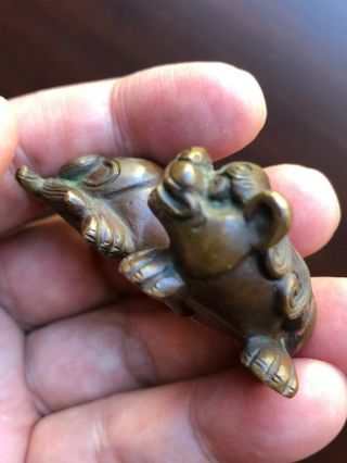 Antique Chinese Ming Dynasty Copper Bronze Beast Paper Weight 6
