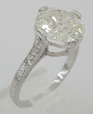 2.  85 ct Antique Art Deco Platinum Old European Cut Diamond Engagement Ring GIA 3