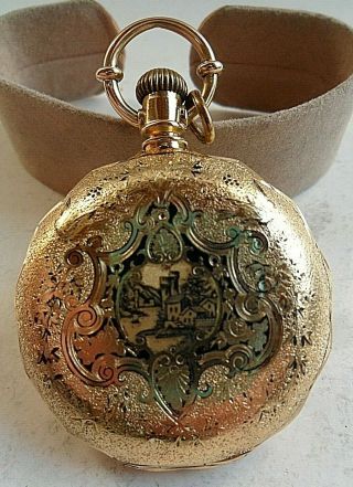 SOLID 18k Gold Antique 1878 Waltham Riverside 8S 11J Hunter ' s Case Pocket Watch 6