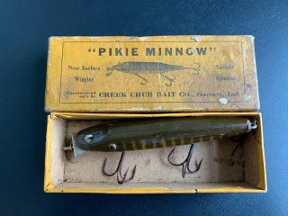 Antique Vintage Creek Chub " Pikie Minnow " Wood Wooden Fishing Lure