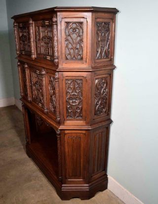 Large Antique French Gothic Revival Cabinet/Console,  Highly Carved in Oak 5