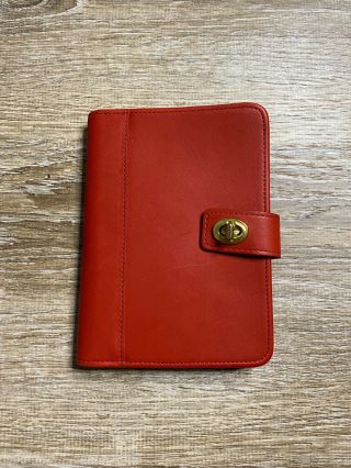 Vintage Coach Red Leather Brag Book Photo Album Gold Twist Opening