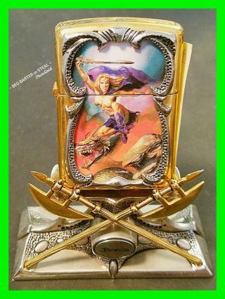 Vintage Ornate Embossed Lighter W/ Stand Unfired D&d Very Scarce & Unique