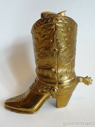 Vintage Cowboy Boot Table Lighter - - Country Western - Tooled Leather