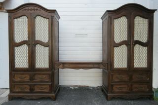 French Tall Armoires Wardrobes Cabinets With A Desk By Hickory 1543