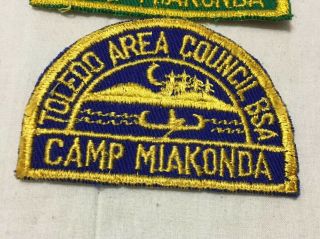 Toledo Area Council Camp Miakonda patches Vintage 1960’s 2