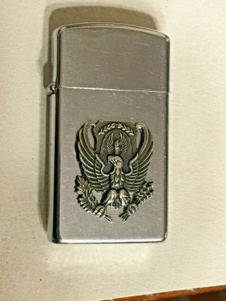 Vintage 1960s (vietnam Era) Zippo Slim Cigarette Lighter Military Insignia