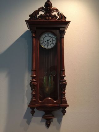 Antique Clock/gustav Becker Circa 1885 Carved Case With Tall Pendulum With Singe