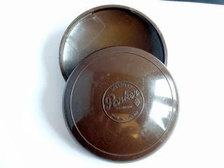 Vintage Parker (dunhill) Baccyflap Brown Disc Tobacco Box W/ Match Striker