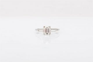 Antique 1940s $6000 1.  50ct Vs I Emerald Cut Diamond Platinum Wedding Ring
