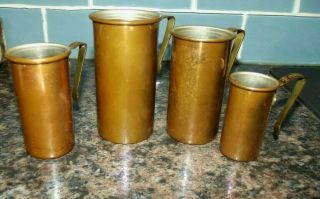 Set Of 4 Vintage Copper Stackable Metal Measuring Cups
