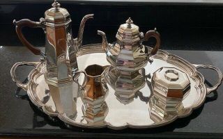 English Sterling Silver 4 Piece Coffee & Tea Set