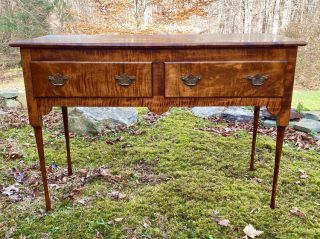 Vintage Bench Made Tiger Maple Server With 2 Drawers American Country Queen Anne