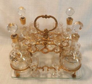 French Gilt Bronze Tantalus Liquor Box Caddy Cave a Liqueur Decanter 1883 Glass 4