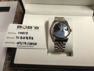 Rolex Datejust 36mm 16013 18k Gold & Ss Navy Blue Dial Jubilee Bracelet Watch