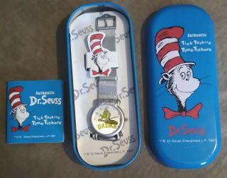 Vintage Dr.  Seuss Tick Tock Time Tickers Grinch Watch W/ Case @ Paper Work