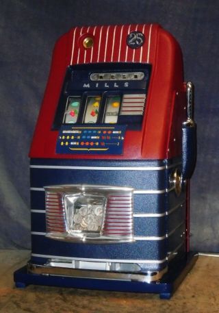 Mills 25 - Cent Jewel Bell Hi - Top Antique Slot Machine,  1947