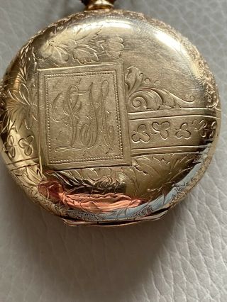 Antique,  1888,  Solid 14 k.  Gold 15 Jewel Pocket Watch 139.  4 g.  Sz 18 4
