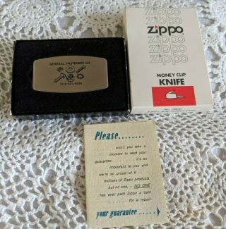 Vintage Zippo Brand Pocket Knife Nail File Money Clip General Fasteners Co.  Htf