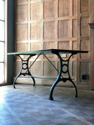 Antique Industrial Table,  Brass Steel Cast Iron Cartographers Desk,  Dining Table