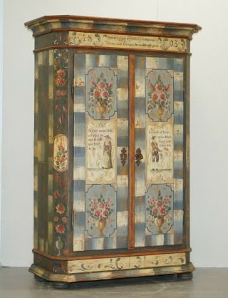 Sumlime Ornately Hand Painted German 1803 Wardrobe Cupboard Very Decorative