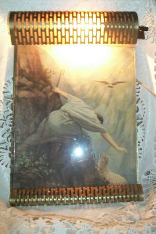 Vintage Metal Scroll Lighted Wall Hang Jesus Picture