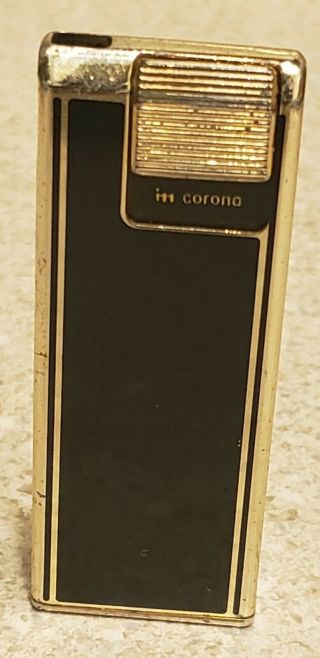 Vtg Im Corona Pipe Lighter Black Gold