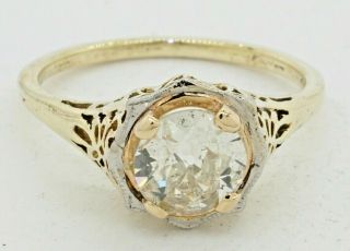 Antique Platinum/14k Gold 1.  30ctw Si/i Diamond Solitaire Wedding/engagement Ring