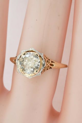 Antique Platinum/14K gold 1.  30CTW SI/I diamond solitaire wedding/engagement ring 3