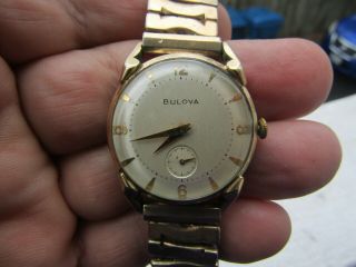 Vintage Mens Bulova L1 10k Gp Bezel 17 Jewels 10bm Movement Watch Running