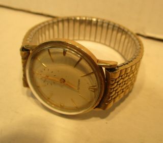 Hamilton Mens Wrist Watch 17 Jewels 673 Unajusted Hyl Speidel Band 10k Rgp Bezel