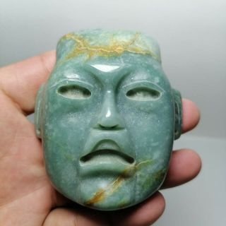 Pre - Columbian Olmec Blue Jade Mask From Mexico.  Ca.  400 Bc.  2.  9 Inches