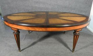 Rosewood And Satinwood Ej Victor English Regency Dining Table With 3 Leaves