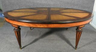 Rosewood and Satinwood EJ Victor English Regency Dining Table with 3 Leaves 3