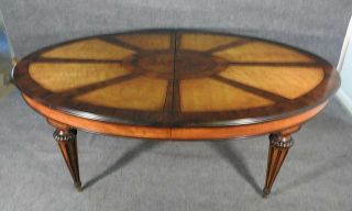 Rosewood and Satinwood EJ Victor English Regency Dining Table with 3 Leaves 4
