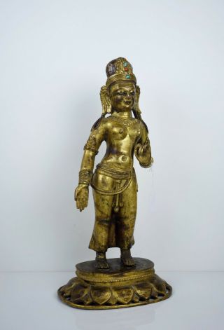 【Bundle Of Two Items】A Gilt Bronze Figure of Tara And A Reticulated Bronze Vase 3