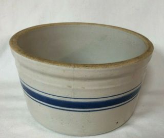 Antique Vintage Blue & White Advertising Stoneware Crock Bowl - Ireton Ia