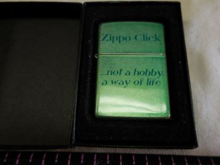 Green H Zippo 08 Click Not A Hobby,  A Way Of Life Lighter - -