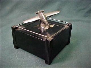 RARE VINTAGE DUNHILL SILENT FLAME TABLE CIGARETTE LIGHTER w/ AIRPLANE NO INSERT 3