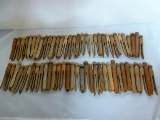 Over 60 - Vintage Wooden Clothespins,  Round Top & Flat Top
