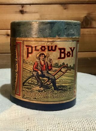 Vintage 1 Cardboard Plow Boy Chewing & Smoking Tobacco Advertising