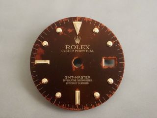 Vintage Rolex Gmt Master Distressed Root Beer Nipple Dial For 16753