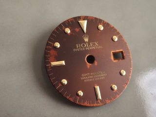 VINTAGE ROLEX GMT MASTER DISTRESSED ROOT BEER NIPPLE DIAL for 16753 2