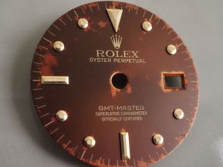VINTAGE ROLEX GMT MASTER DISTRESSED ROOT BEER NIPPLE DIAL for 16753 3