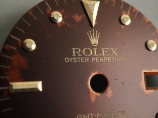 VINTAGE ROLEX GMT MASTER DISTRESSED ROOT BEER NIPPLE DIAL for 16753 4