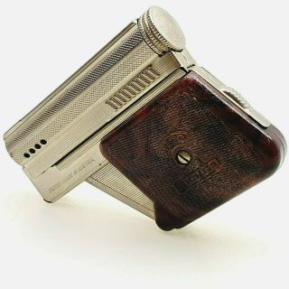 Vintage Imco Gunlite Pistol Petrol Cigarette Lighter W Rare Marble Styl Handle